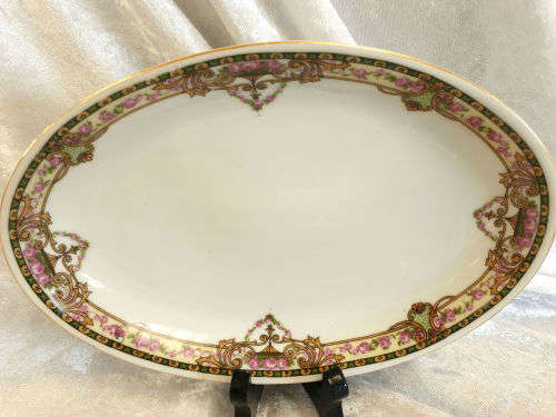 2 Vintage VICTORIA Czechoslovakia China Floral Oval Trays 25x225x145