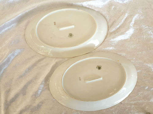 2 Vintage VICTORIA Czechoslovakia China Floral Oval Trays 25x225x145