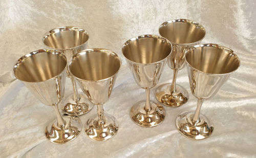 6 x Vintage Elweco Silver Plated Wine Goblets 137x67mm