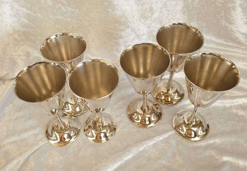 6 x Vintage Elweco Silver Plated Wine Goblets 137x67mm