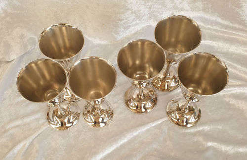 6 x Vintage Elweco Silver Plated Wine Goblets 137x67mm