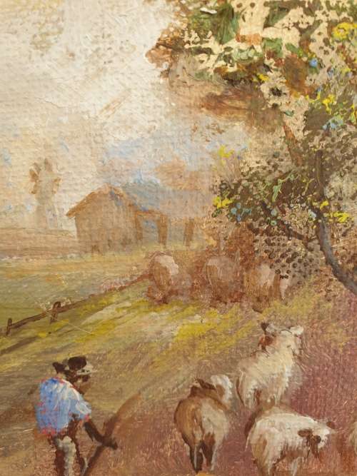 Original S.Bernardi Painting Oil on Board - framed 33x318x240mm