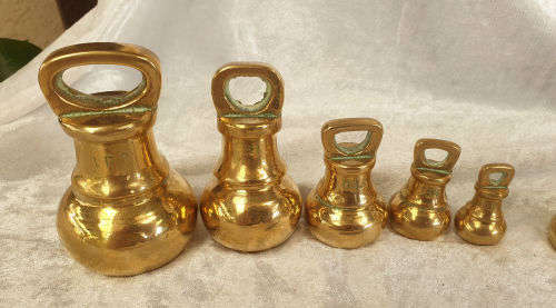 8 Different Solid Brass Scale Weights  3,546 kg in Total
