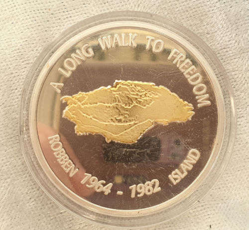 South Africa Nelson Rolihlahla Mandela Robben Island "A long walk to freedom" "1964-1982" Gold Clad/