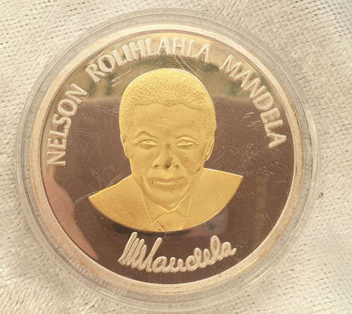 South Africa Nelson Rolihlahla Mandela Robben Island "A long walk to freedom" "1964-1982" Gold Clad/