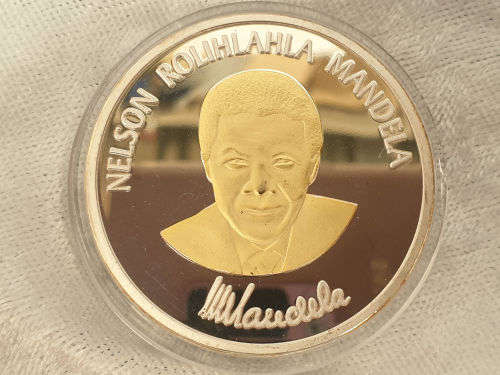 South Africa Nelson Rolihlahla Mandela Robben Island "A long walk to freedom" "1964-1982" Gold Clad/
