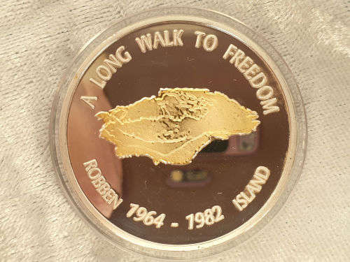 South Africa Nelson Rolihlahla Mandela Robben Island "A long walk to freedom" "1964-1982" Gold Clad/