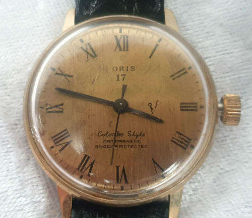 Vintage ORIS 17 Colombo Style Mens Wrist Watch with leather strap - working fine ..Hand winding