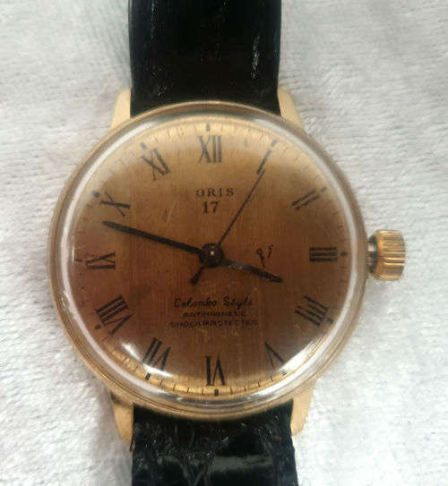 Vintage ORIS 17 Colombo Style Mens Wrist Watch with leather strap - working fine ..Hand winding