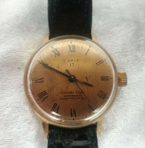 Vintage ORIS 17 Colombo Style Mens Wrist Watch with leather strap - working fine ..Hand winding