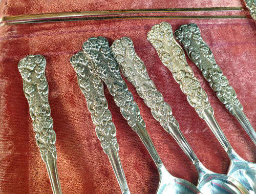 44 pc Antique/ Vintage German Silver (G.Silver) Cutlery set in Cabinet