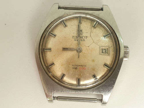 Vintage 1970's Tissot Swiss Automatic PR 516 Automatic Watch -working -date engraved on back