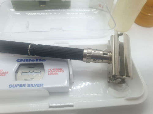 Vintage Gillette Adjustable Razor with 5 Blades original packaging + Williams Shaving stick &brush