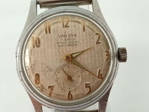 Vintage VAN DYK Bagobloc 17 Jewels mens watch - working-Mechanical -Unbreakable mainspring
