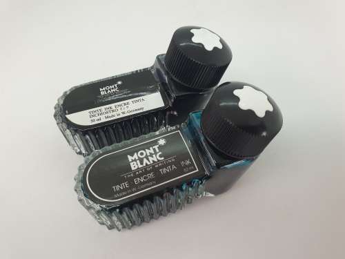 MONT BLANC 20ml Blue Ink  and 30ml Black ink left in bottle made in West Germany