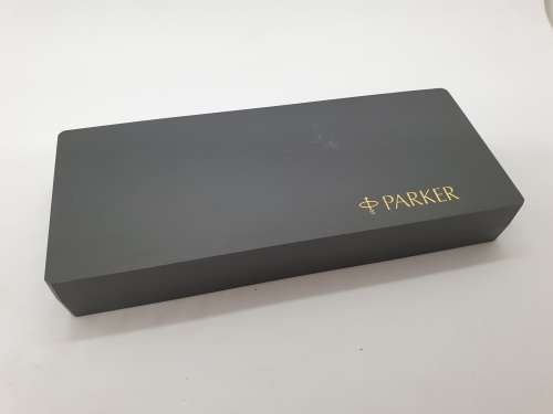 3 Pc Parker SONET writing set ROLLERBALL,BALLPEN and Pencil Black and Gold Trim in Case with booklet