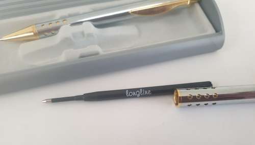 Vintage No Name Chrome and Gold Tone  Pen and Pencil Gift set in Case FNB BRANDED