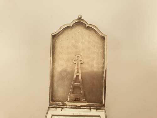 Rare Antique silver plated coin or change purse with Mirror- 2 old coins included