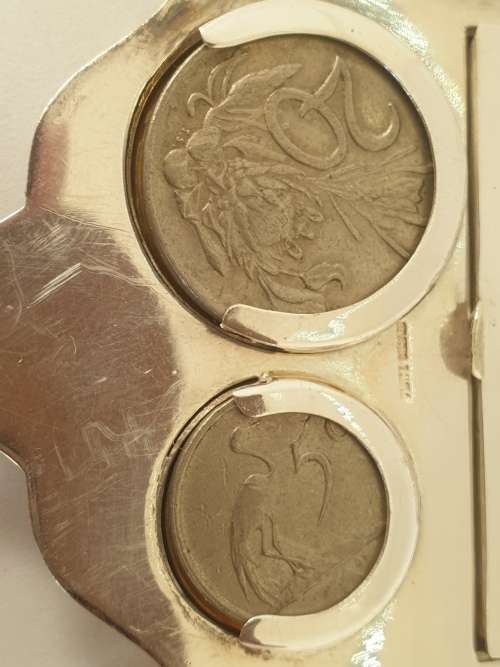 Rare Antique silver plated coin or change purse with Mirror- 2 old coins included