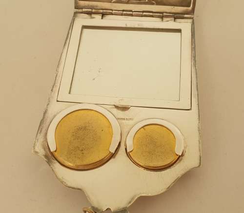 Rare Antique silver plated coin or change purse with Mirror- 2 old coins included