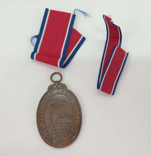 Large Bronze oval Rorkes Drift 1879.John Chard decoration medal with Ribbon - also small ribbon