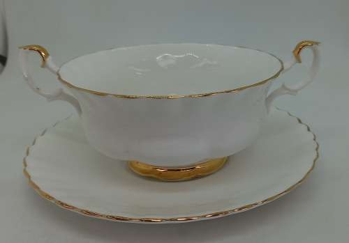 Vintage Royal Albert Val D'or -Soup Cup and Saucer- 2 available (Bid is for one Duo)