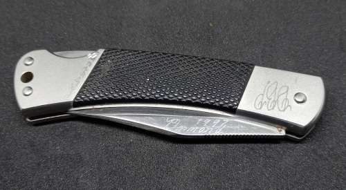 Vintage Kershaw 3320 Pocket Knife - Engraved 177mm with blade open