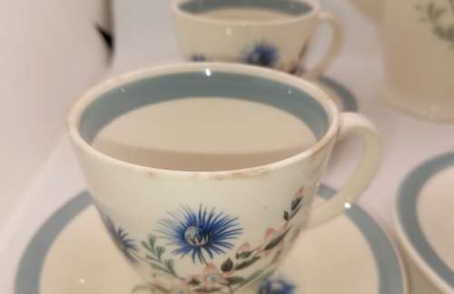 Antique /Vintage Wood and Sons `Cornelia` Tea pot,creamer and 5 Duo`s -Burslem England