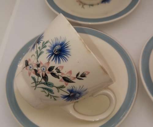 Antique /Vintage Wood and Sons `Cornelia` Tea pot,creamer and 5 Duo`s -Burslem England