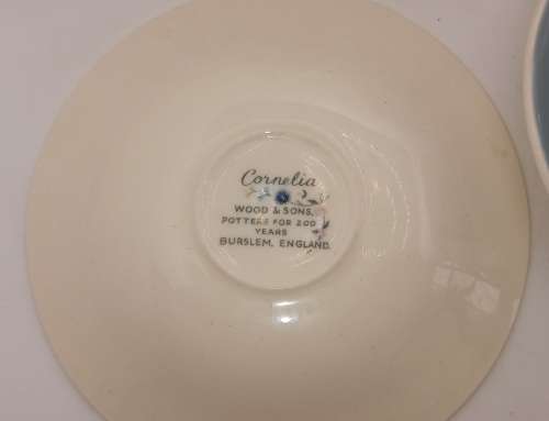 Antique /Vintage Wood and Sons `Cornelia` Tea pot,creamer and 5 Duo`s -Burslem England