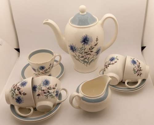Antique /Vintage Wood and Sons `Cornelia` Tea pot,creamer and 5 Duo`s -Burslem England