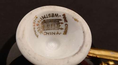 Vintage Westminster Fine China (Black and Gold) small Duo Australia (12 available bid is for one)