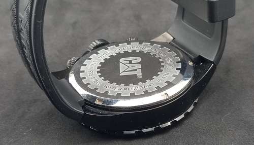 Unused -Caterpillar Men's Sport Chronograph Tachymeter Watch 10atm Rubber band -Need Battery
