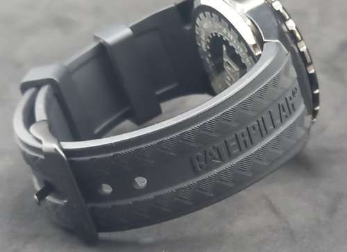 Unused -Caterpillar Men's Sport Chronograph Tachymeter Watch 10atm Rubber band -Need Battery