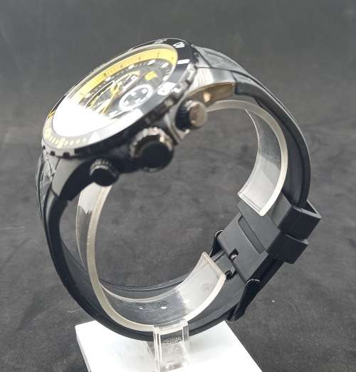 Unused -Caterpillar Men's Sport Chronograph Tachymeter Watch 10atm Rubber band -Need Battery