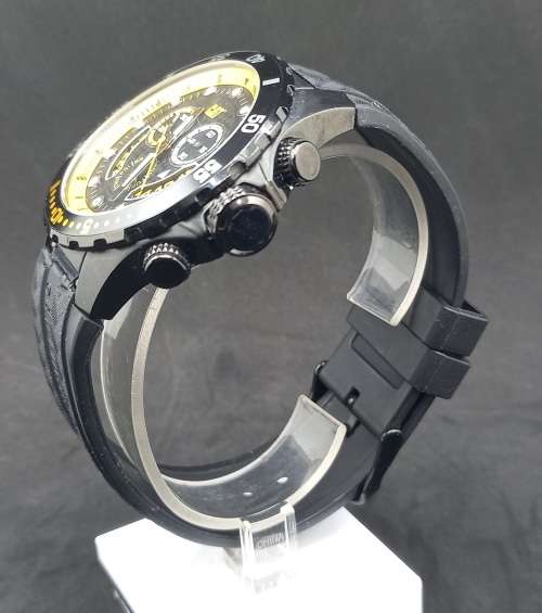 Unused -Caterpillar Men's Sport Chronograph Tachymeter Watch 10atm Rubber band -Need Battery