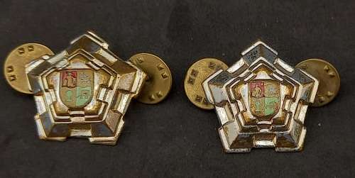 2 Castle rank badges of old South African Defense Force i.e. rank of Major 25x27mm
