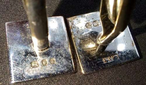 Vintage Solid Silver Cufflink and Tie Clip set Hallmarked London 10.34g in Boxed