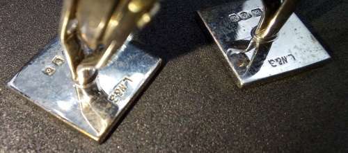 Vintage Solid Silver Cufflink and Tie Clip set Hallmarked London 10.34g in Boxed