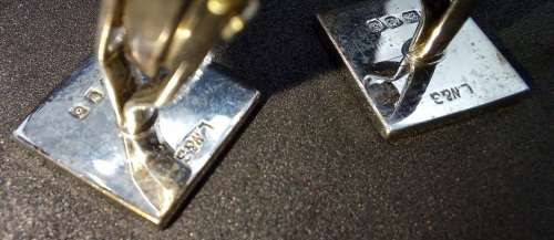 Vintage Solid Silver Cufflink and Tie Clip set Hallmarked London 10.34g in Boxed
