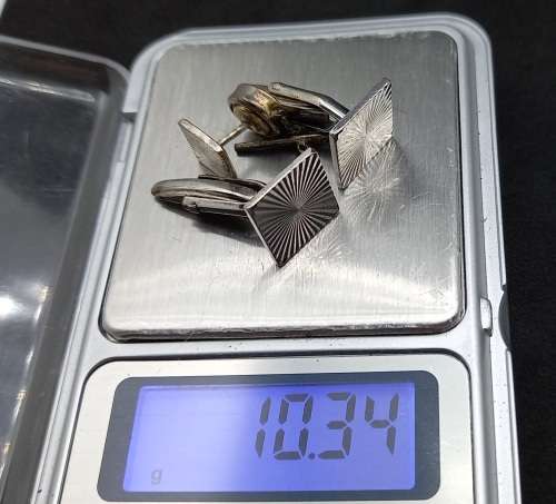 Vintage Solid Silver Cufflink and Tie Clip set Hallmarked London 10.34g in Boxed