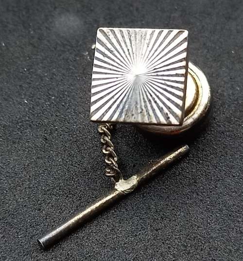 Vintage Solid Silver Cufflink and Tie Clip set Hallmarked London 10.34g in Boxed