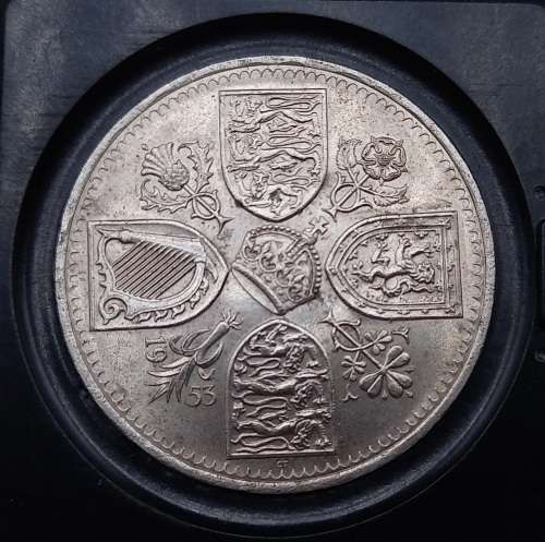 1953 5 Shillings - Elizabeth II Coronation-Coronation of Elizabeth II in capsule