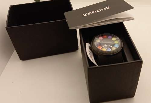 Unused (New) ZERONE Crossover 30METHING "dot dot dot" IP Black with 12 Colored Spheres Digital Watch