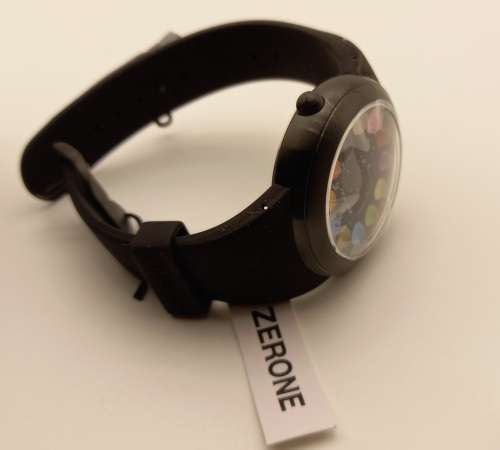 Unused (New) ZERONE Crossover 30METHING "dot dot dot" IP Black with 12 Colored Spheres Digital Watch