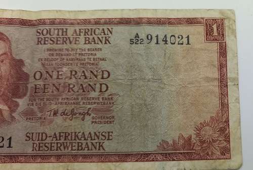 1973 1 Rand -English - Afrikaans - T.W. De jongh