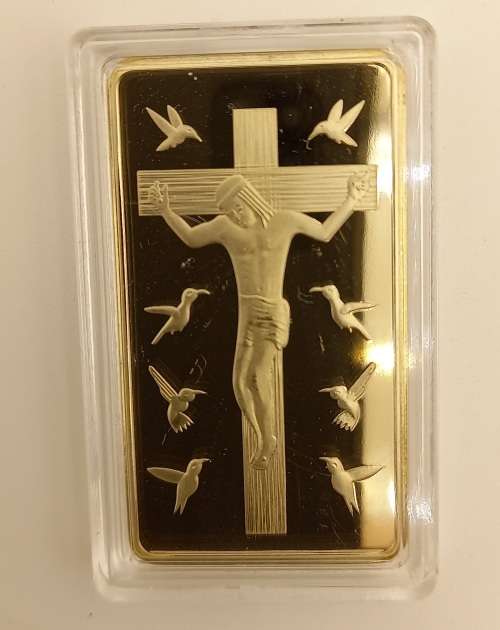 Ten Commandments One Troy Ounce 100Mils ,999 Fine Gold Glad Bar Sn 333000333-GOLD PLATED-Capsulated