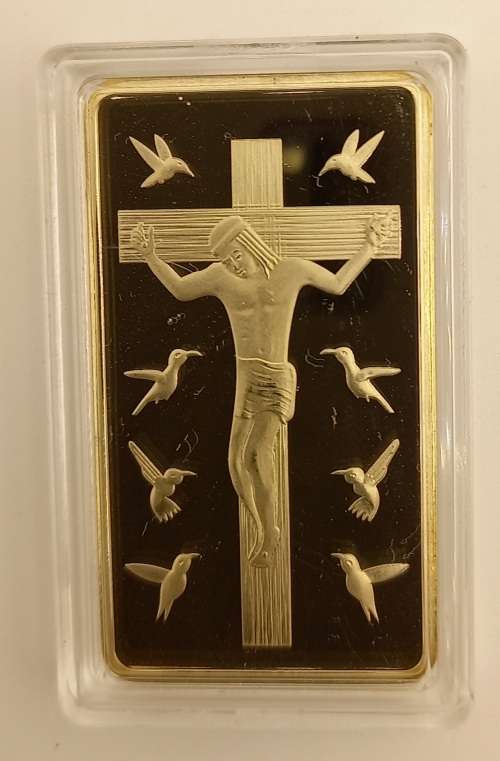 Ten Commandments One Troy Ounce 100Mils ,999 Fine Gold Glad Bar Sn 333000333-GOLD PLATED-Capsulated