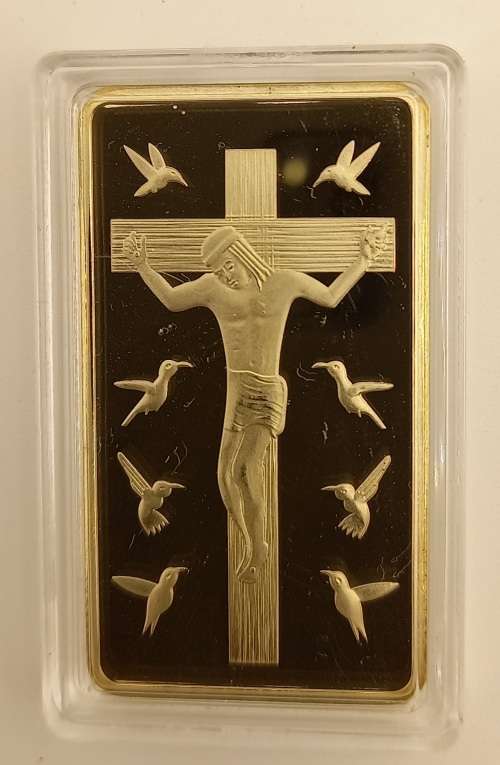 Ten Commandments One Troy Ounce 100Mils ,999 Fine Gold Glad Bar Sn 333000333-GOLD PLATED-Capsulated