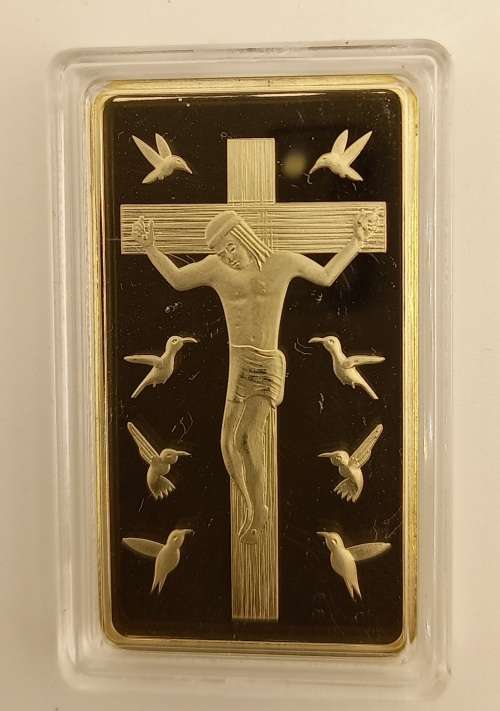 Ten Commandments One Troy Ounce 100Mils ,999 Fine Gold Glad Bar Sn 333000333-GOLD PLATED-Capsulated